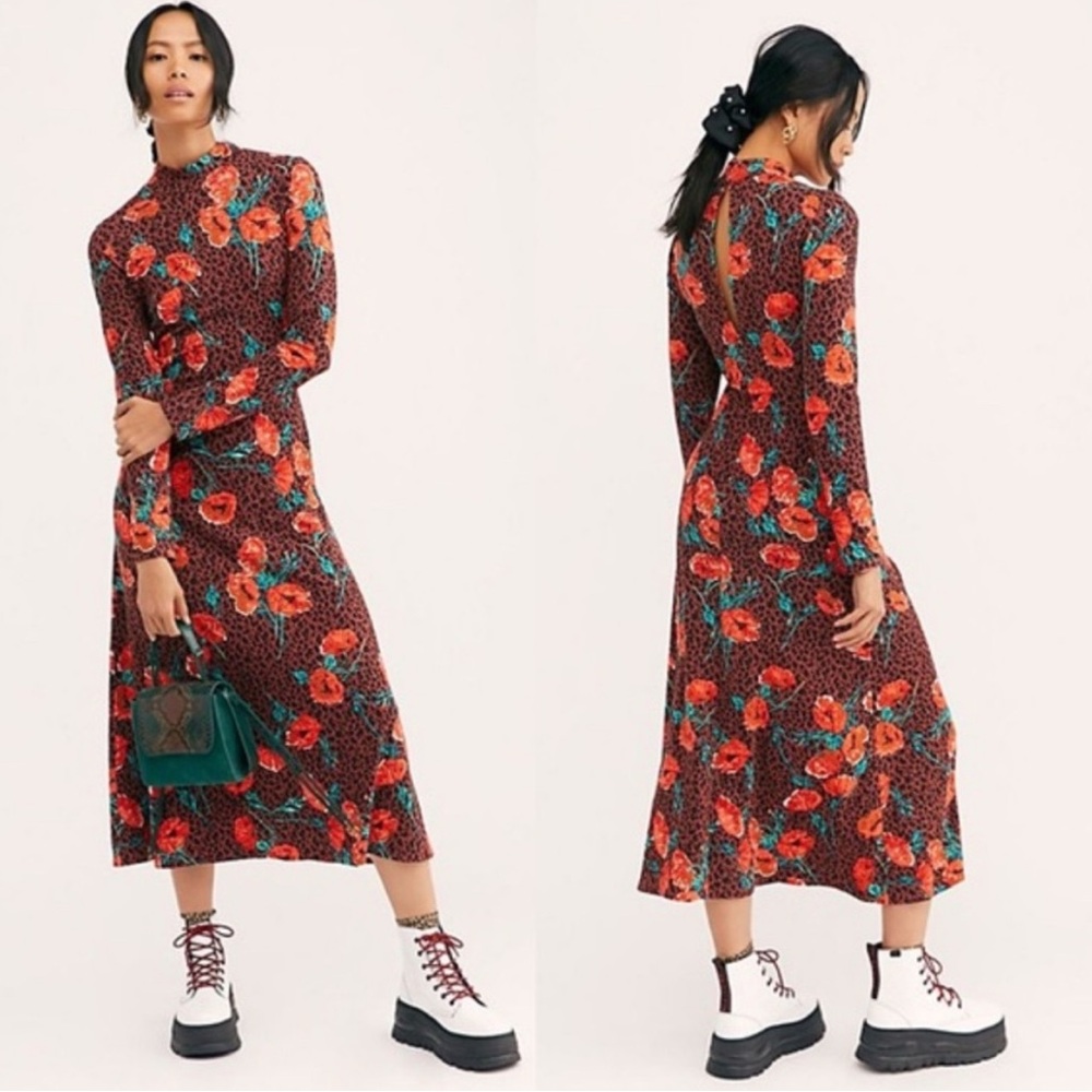 ✨✨FLASH SALE $60✨✨✨Free People Retro Romance Dress Leopard Floral Print